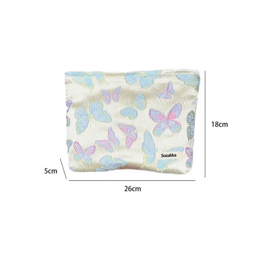 2024 Kawaii Flower Canvas Travel Cosmetic Lipstick Brush Storage Bag Toiletry Kit Women Cute Makeup Handbags Organizer Pouch Bag