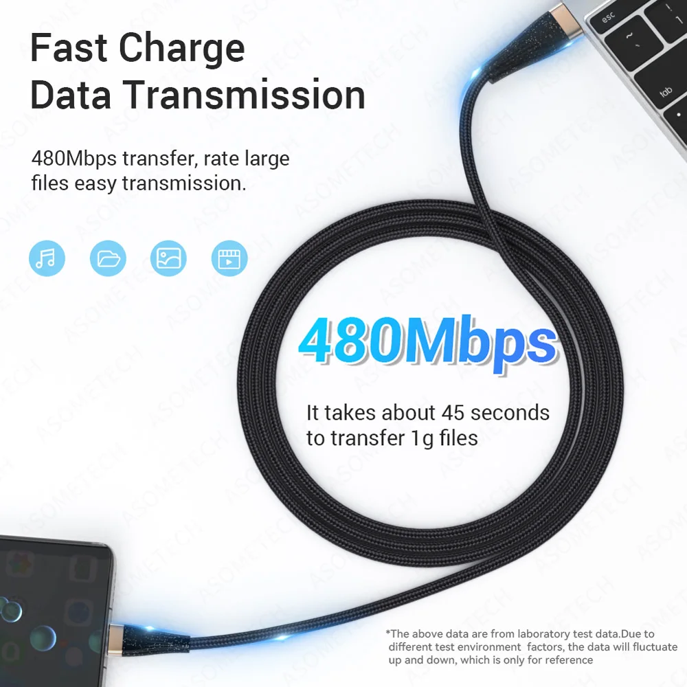 6A USB C كابل سلك الهاتف نوع C كابل USB A إلى نوع C شاحن سريع كابل ل شاومي سامسونج ماك بوك شحن سريع بيانات الحبل