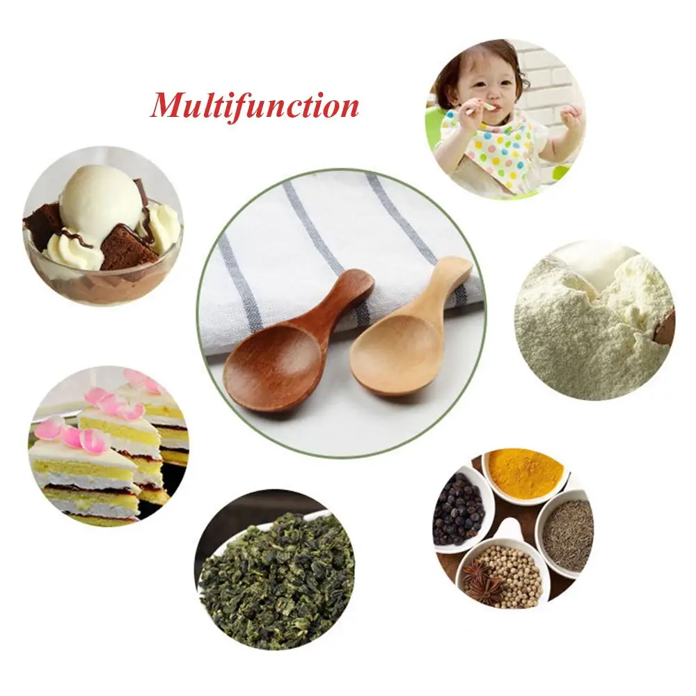 Home Living Natural Condiment Scoop Salt Wood Spoons Small Mini Coffee Tea Sugar Spoon