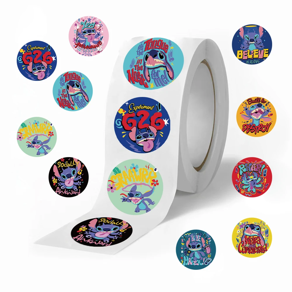 500pcs Disney Stitch Stickers for Children Kids Roll Stickers Small Cute Toy Game Sticker DIY Gift Sealing Label Decoration