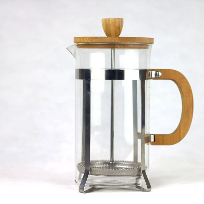 

Bamboo Covered Glass Coffee Pot Domestic French Filter Press Heat-resistant High Borosilicate American Content