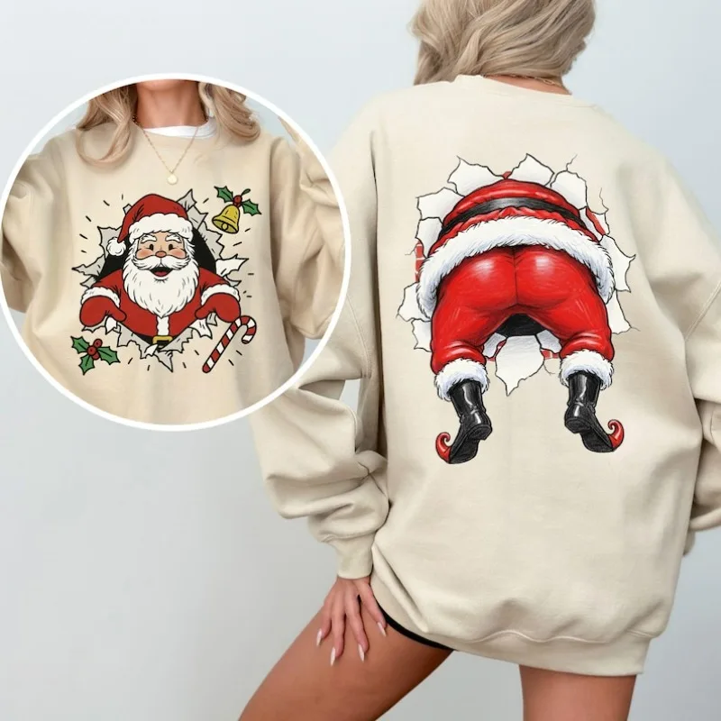 Santa Claus Weihnachten Sweatshirt Weihnachten Humor Urlaub Top Pullover Anime Hoodie Y2k Kleidung Streetwear Frauen Ropa De Mujer