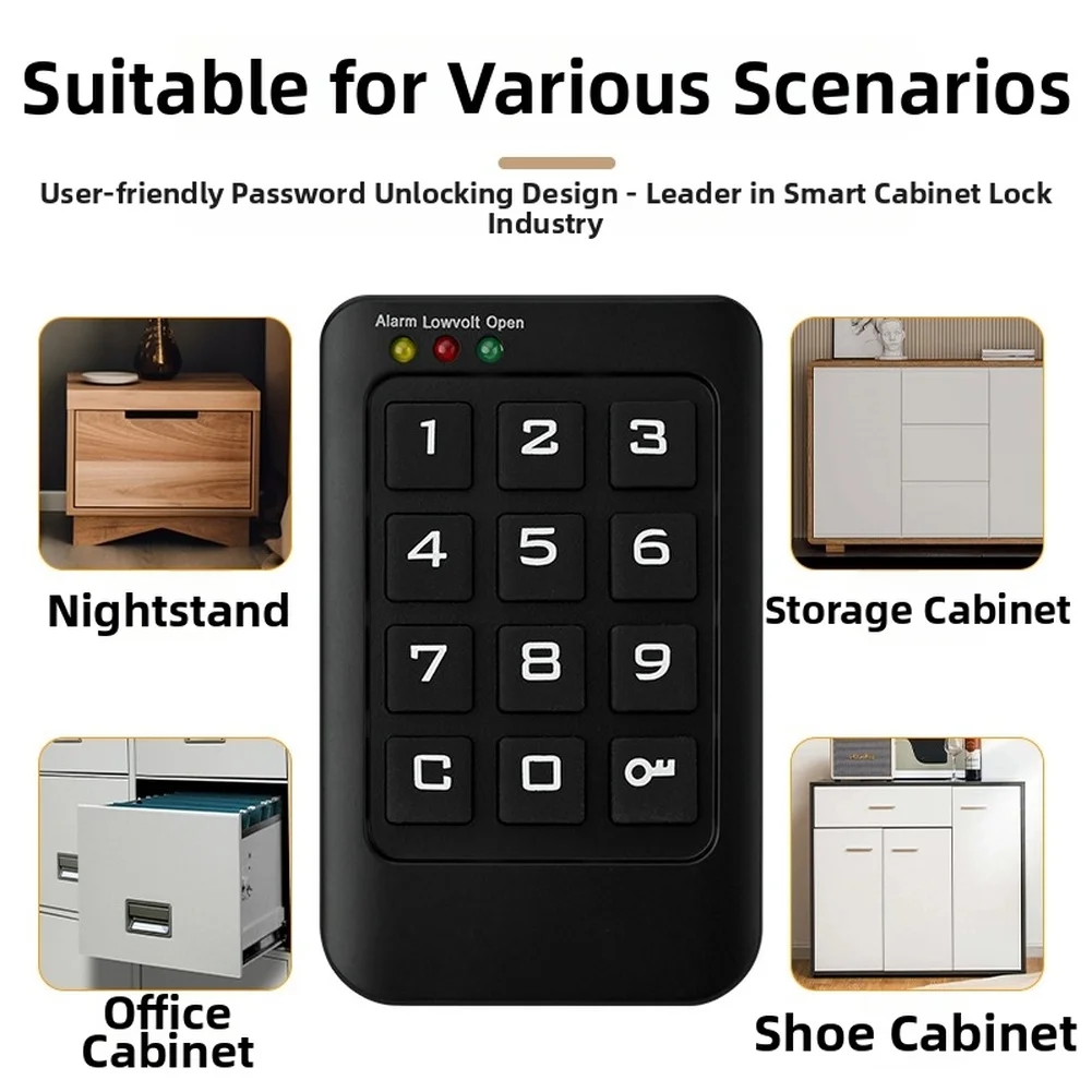 Electronic Digital Lock for Lockers Cabinets Drawers Billiard Cue Cases with Customizable Code and USB Power Backup Capability