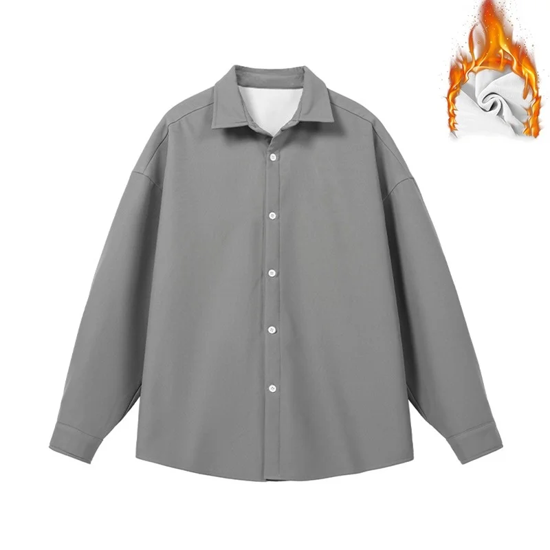 Versatile solid color new retro white shirt for men in spring and autumn