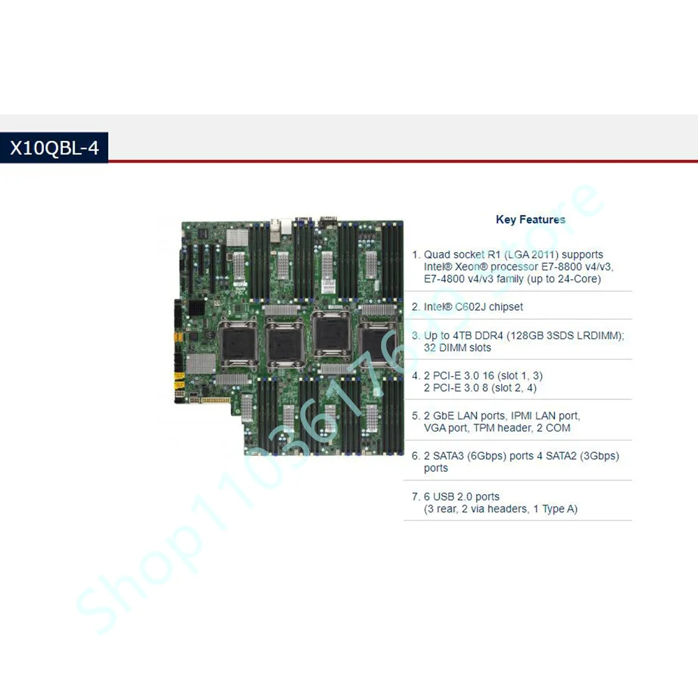 High Reliability Server Quad Socket R3 (LGA2011) DDR4 Motherboard X10QBL-4