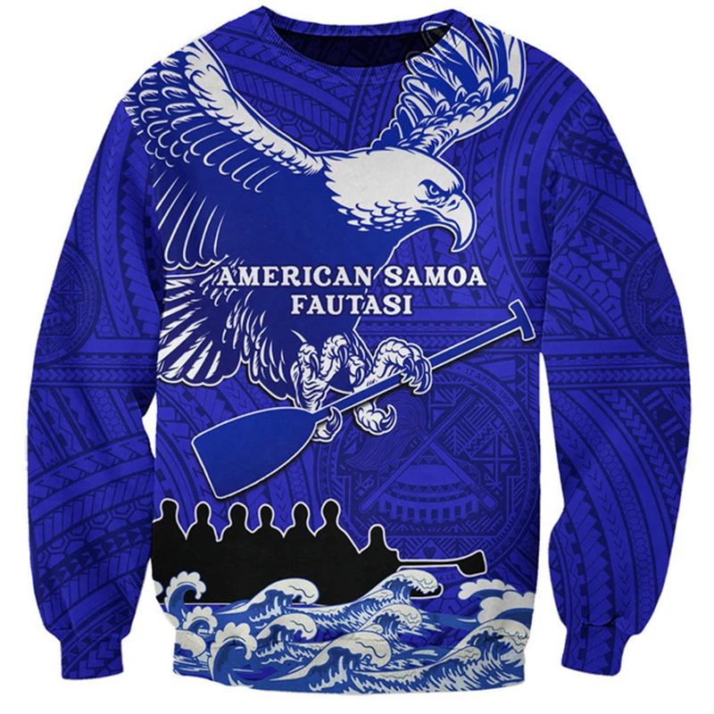 American Samoa Sweatshirts Men Women 3D Print Samoa Emblem Graphic Round Neck Hoodies Harajuku Trendy Fashion Mens Clothing Tops