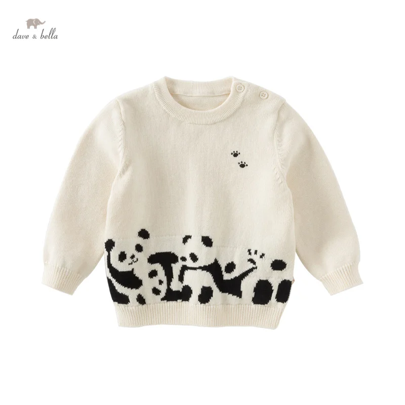 Dave Bella 2024 New Winter Girls Boys Baby Children Top maglione lavorato a maglia Pullover Casual Sweet Cute Panda maglieria DB4243380