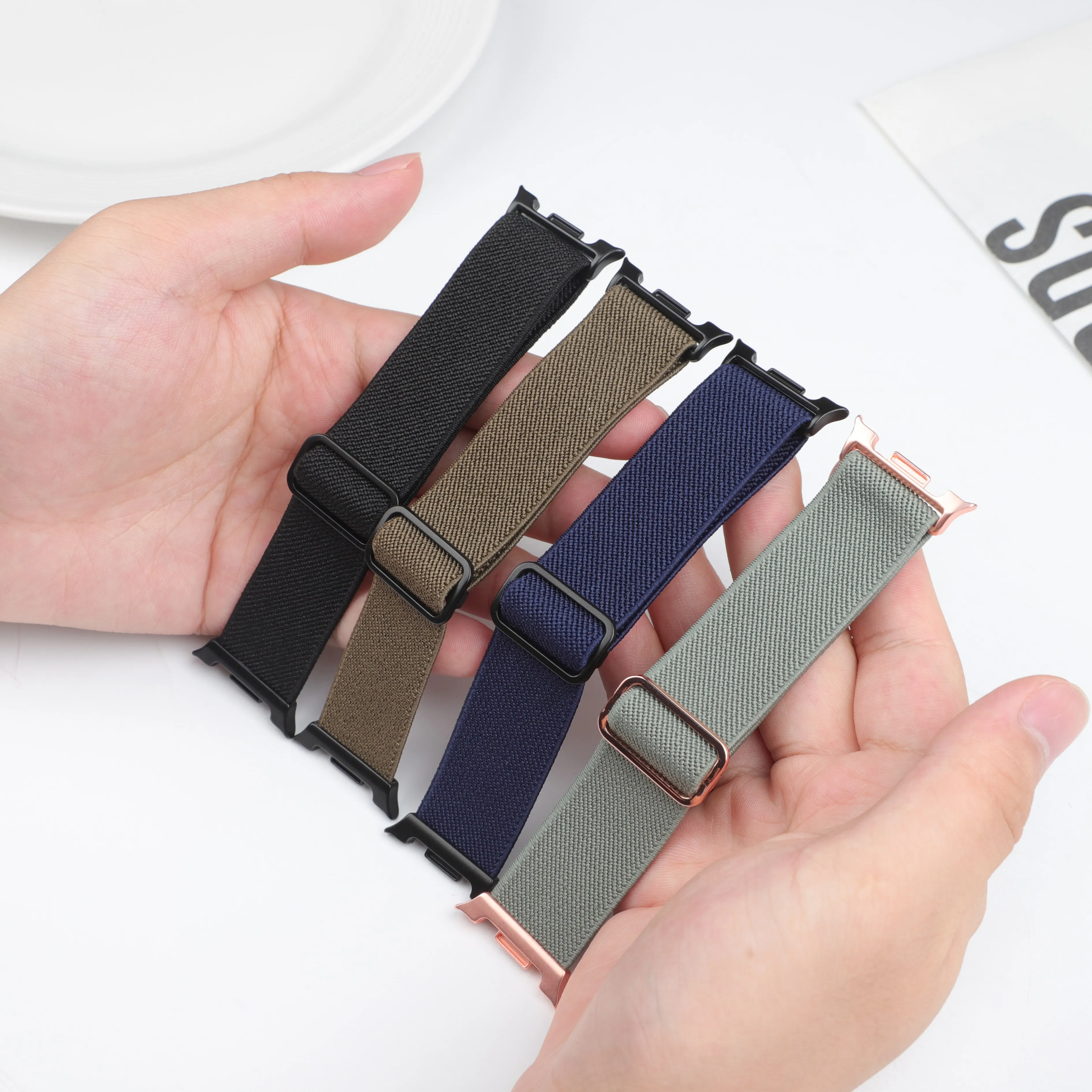 삼성 갤럭시 워치 8 44mm 40mm 46mm용 탄성 스트랩 스크런치 나일론 스포츠 손목 밴드 갤럭시 워치 8 클래식 밴드