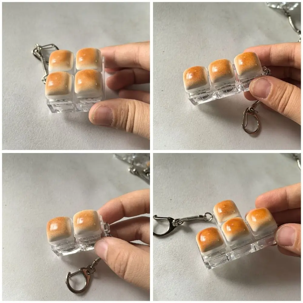New Caramel Bread Design Fidget Keychain Keys Button DIY Keyboard Finger Keyboard Cap Steamed Bread Relief Stress