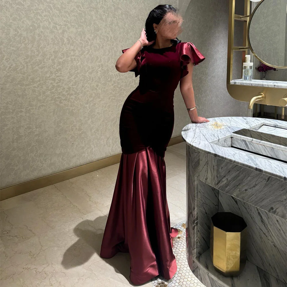 

ROYET Elegant Pleat Short Sleeve Mermaid Floor Length Evening Dress For Woman Formal Classic Prom Gown Customized New 2025