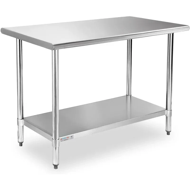 NSF Stainless Steel Table, 24 x 48 Inches Metal Prep & Work Table with Adjustable Undershelf