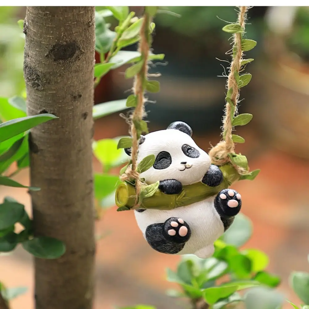 Garden Decor Panda Hanging Decoration Tree Decor Resin Gardening Animal Balcony Decoration Courtyard Balcony Landscape