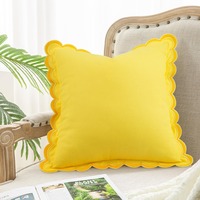 Cotton Embroidered Pillowcase Wavy Lace Edge Solid Color Cushion Cover Bohemian Style Decorative Throw Pillow Case Home Decor