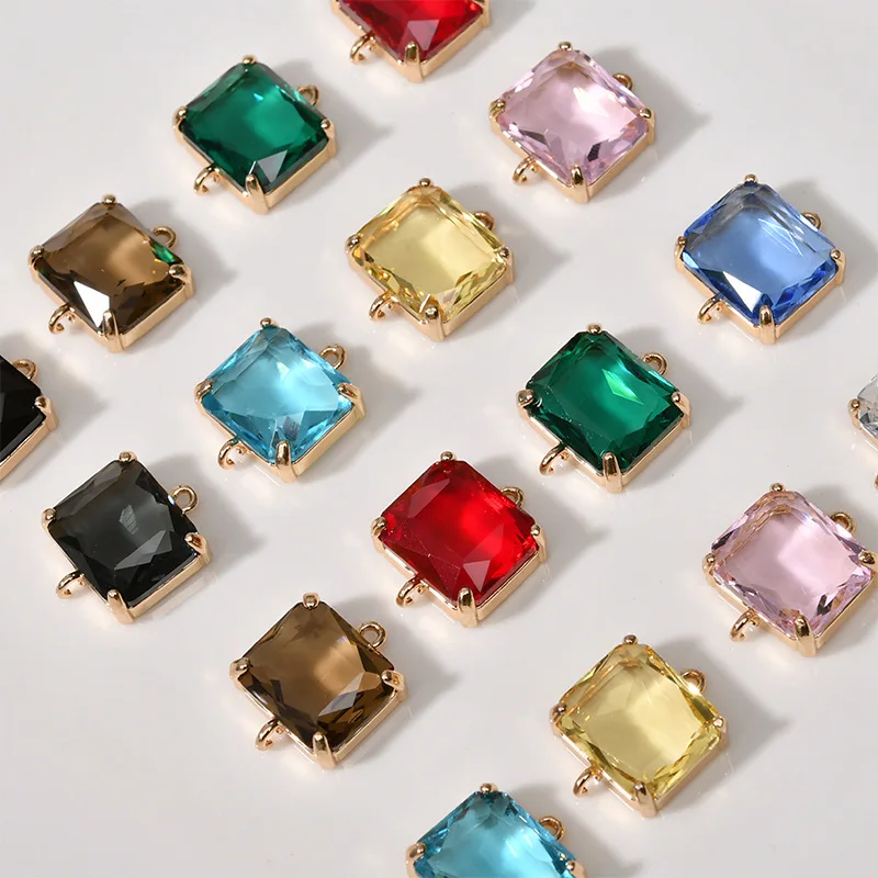 Copper Rectangular Double Hanging Claws Drag Rhinestone Pendant DIY Ear Jewelry Bracelet Necklace Pendant Material Accessories