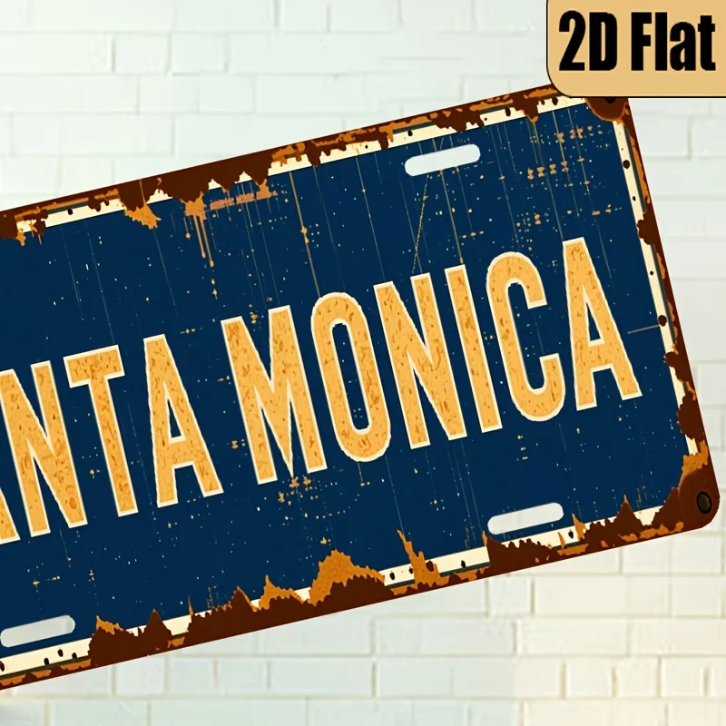 1pc Vintage California-Themed Santa Monica License Plate - for Home, Wall, Car Dashboard & Decor - Durable Aluminum Replica Gift view 4