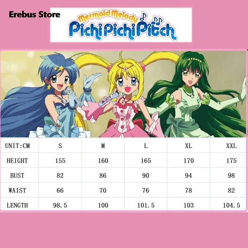 QQ78요청7애니메이션 인어 멜로디 피치 피치 코스프레 Hanon Hosho 나나미 Ruchia 진주 공주 드레스 의상 할로윈 카니발 U