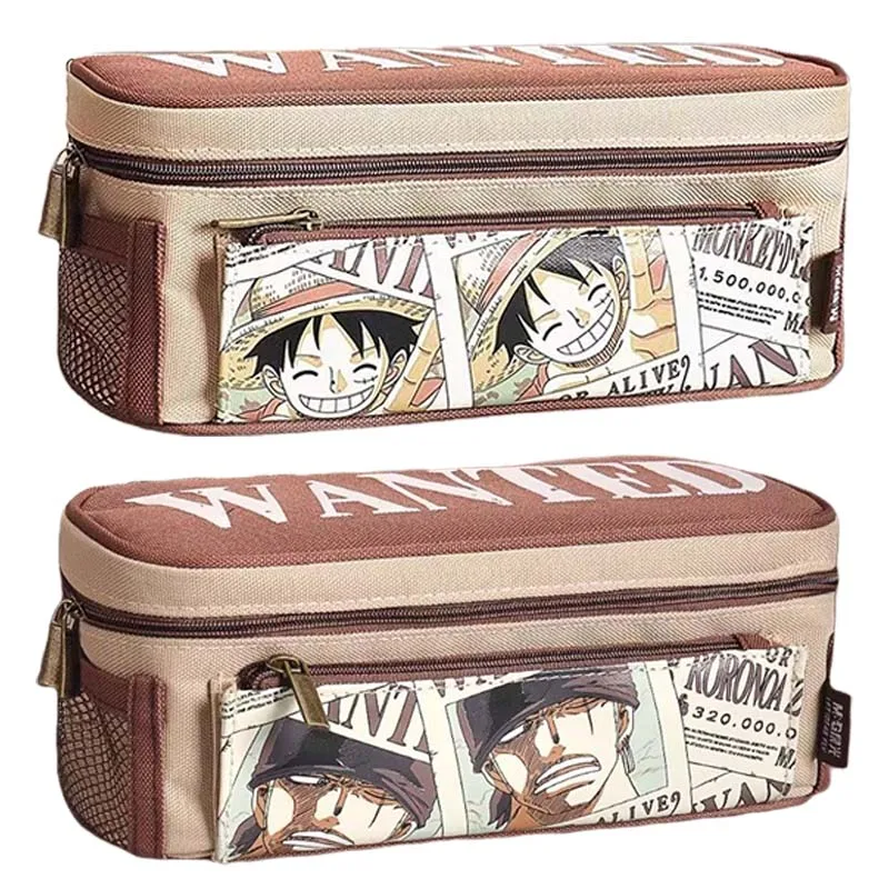 

ONE PIECE Luffy Mesh Pencil Case Canvas Pens Pouch Cute Simple Bag Organizer Office School Supplies for Student Stationary New
