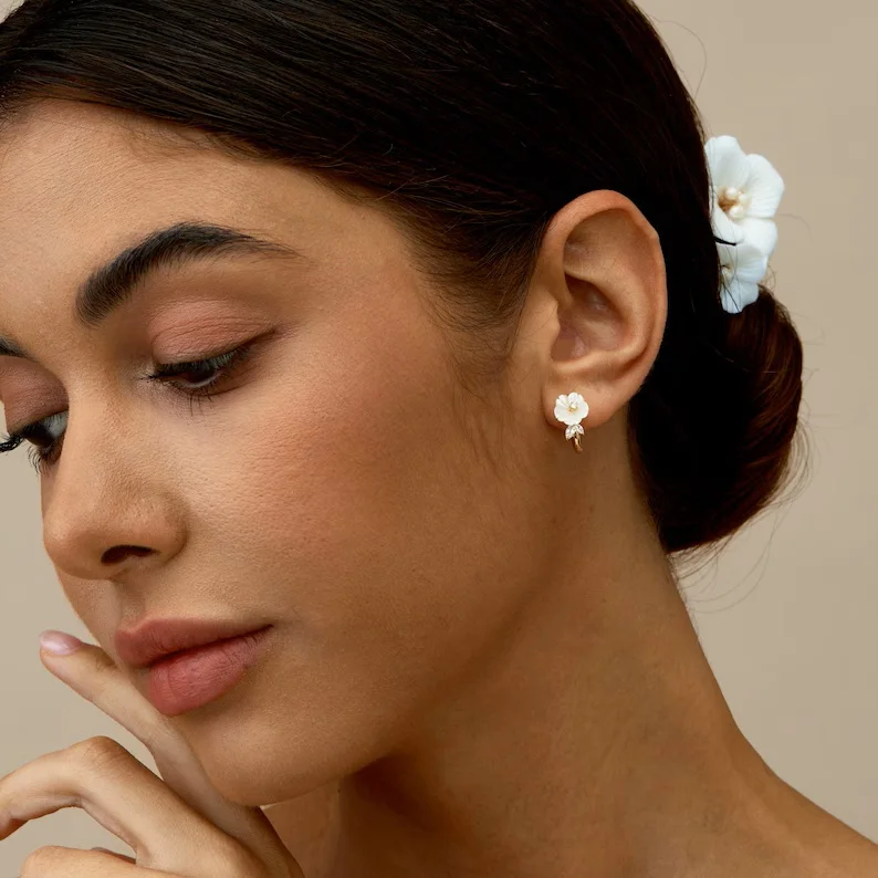 New 925 Sterling Silver Shell Earrings Flower Earrings Personalized Women Earrings Birthday Gift for Friends Exquisite Jewelry