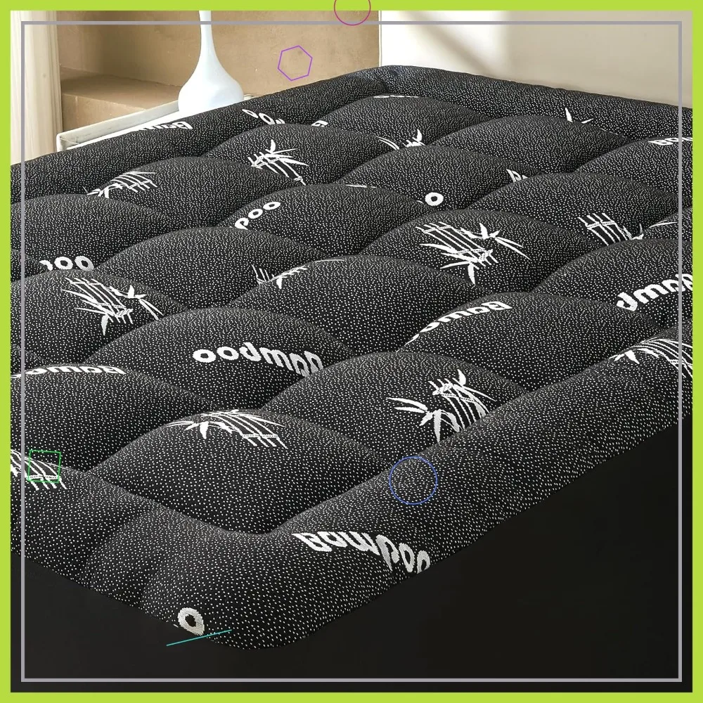 

Наматрасник Queen Size из бамбуковой вискозы, мягкий топпер для снятия боли в спине, охлаждающий защитный чехол с глубоким карманом, темно-серый