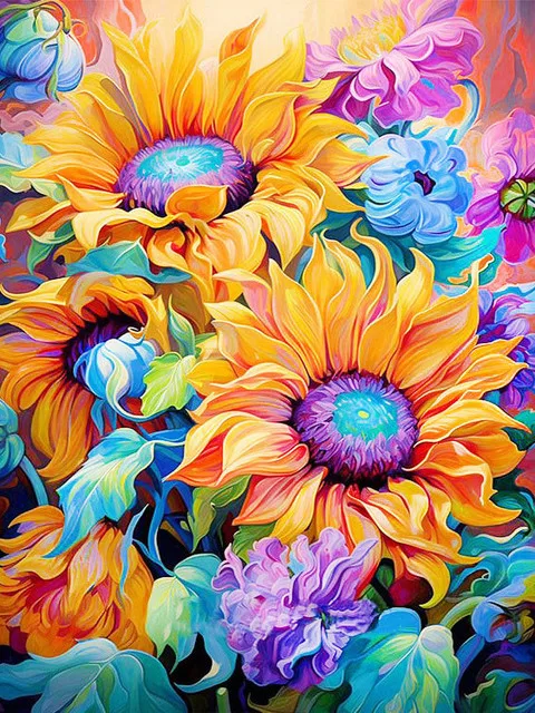CHENISTORY Colourful flower chaos paint by numbers 02