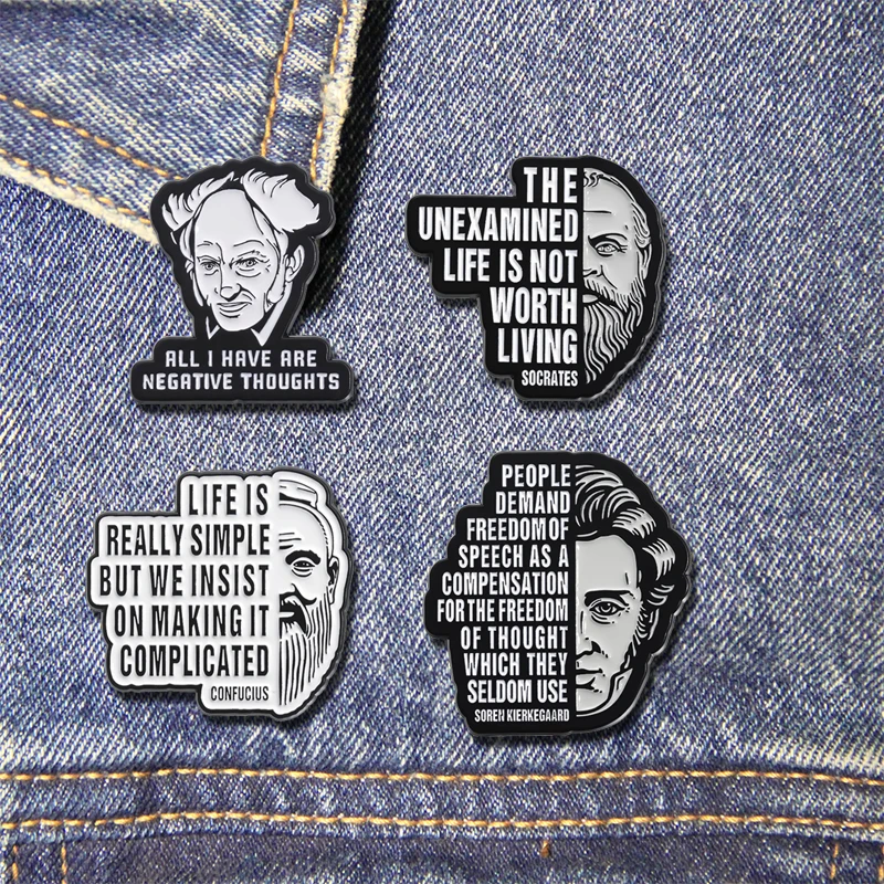 All I have Are Negative Thoughts Enamel Pins Custom Philosopher Quotes Brooch Lapel Badges Jewelry Gift for Friends