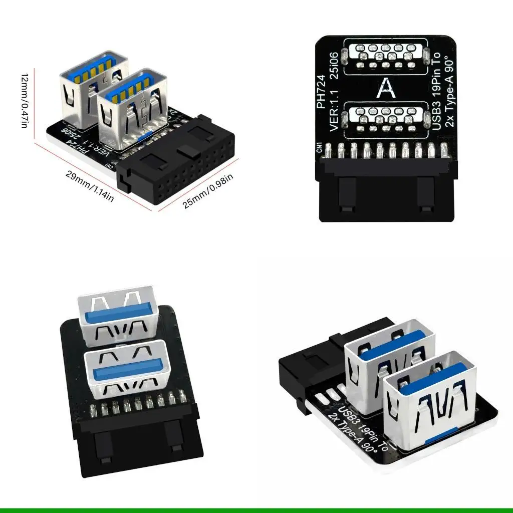 U55C Fast Speed USB3.0 Adapter from 19 pin to Double Type A Female Port No Driver Required for Instantly Motherboard Use
