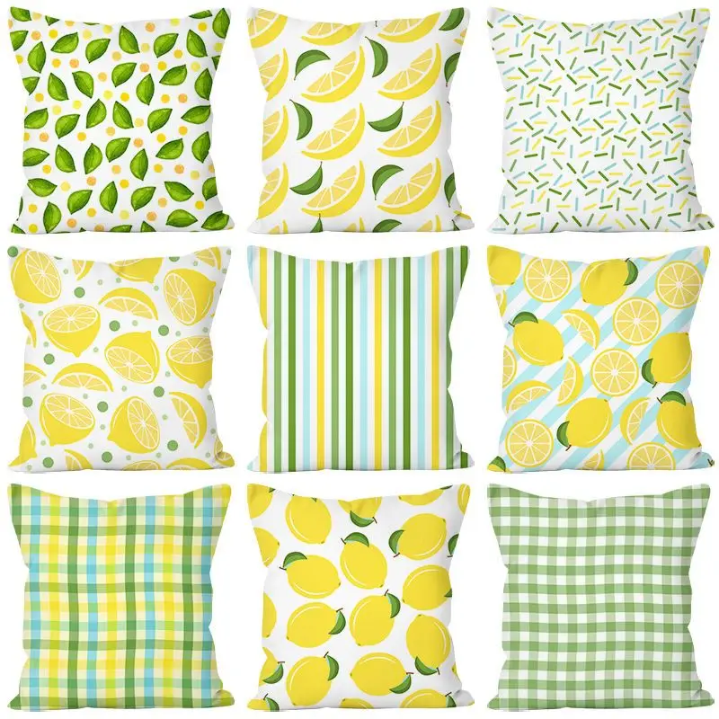 

Fruit Lemon Pillowcase Pear Pineapple Pillows Case Green Interior for Home Decor Throw Pillow Cover for Bed Sofa Couch 45c45