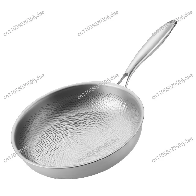 Uncoated Titanium 4L Frying Pan Stainless Steel Handle Transparent Glass Cover Frying Pan