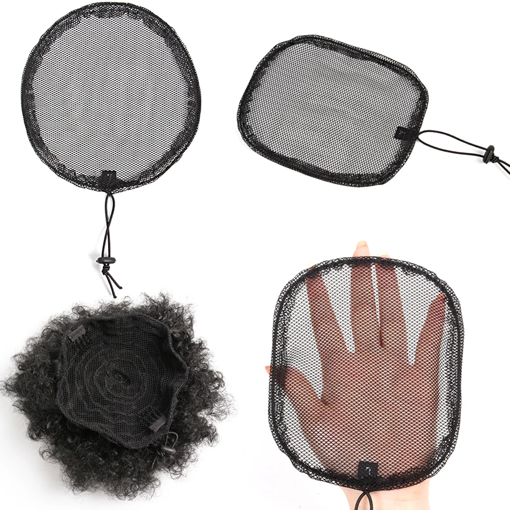 Alileader Wholesale Price Black Color Hair Net Drawstring Ponytail Net for Making Hair Ponytails and Hair Buns