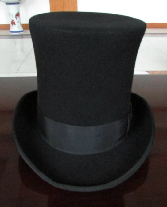 Cylinder Black Hat for Men British Style Wool Felt High Top Hat Mad Hatter Women Magician Hats Gentleman Sombrero Bowler Hoeden