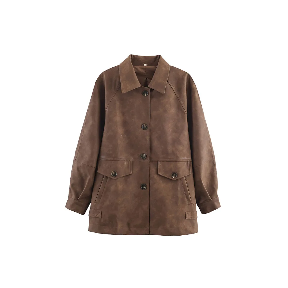 

Autumn new women's fashion simple and versatile dual color PU jacket jacket