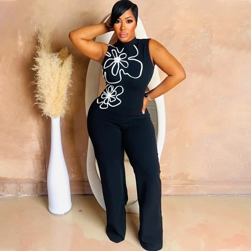 

GUWU Fashion Sunflower Sleeveless Tank Jumpsuits Women Summer Street Birthday Sexy Party Outfits One Piece Suit Rompers