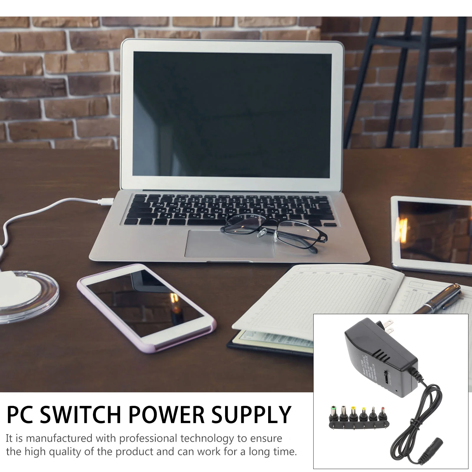 Adaptateur d'alimentation universel réglable, 1 ensemble, alimentation en plastique pour ordinateur portable, routeur, lumière LED, tablette, vidéo sans fil