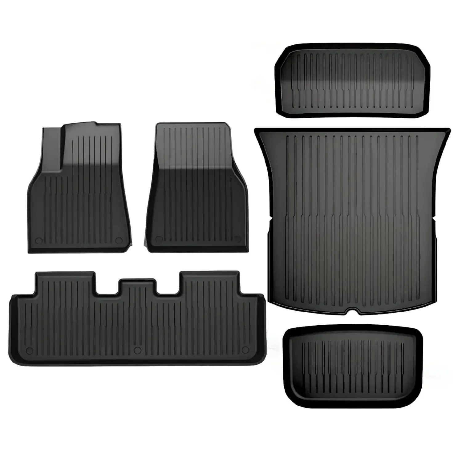 

TPE 6PCS All Weather Waterproof Non-Slip Floor Mats for Tesla Model Y Honda Ford Full Set Cargo Liners Including Trunk Mats