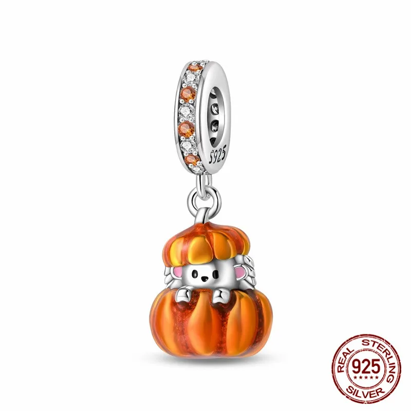 

Cute 925 sterling silver pendant bead set with cubic zirconia paired with an original bracelet a DIY womens jewelry gift