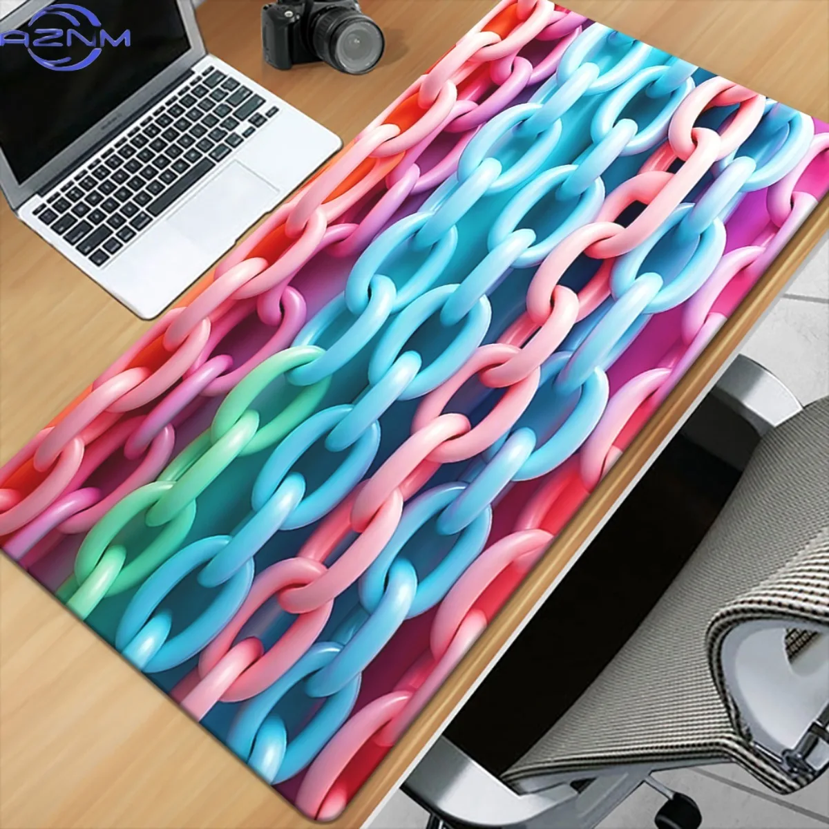 Office Mat, High-end (Material) Office Mat, Business Meeting Table Mat 1 Blue Chain Design Table Mat for Gaming and Office Decor