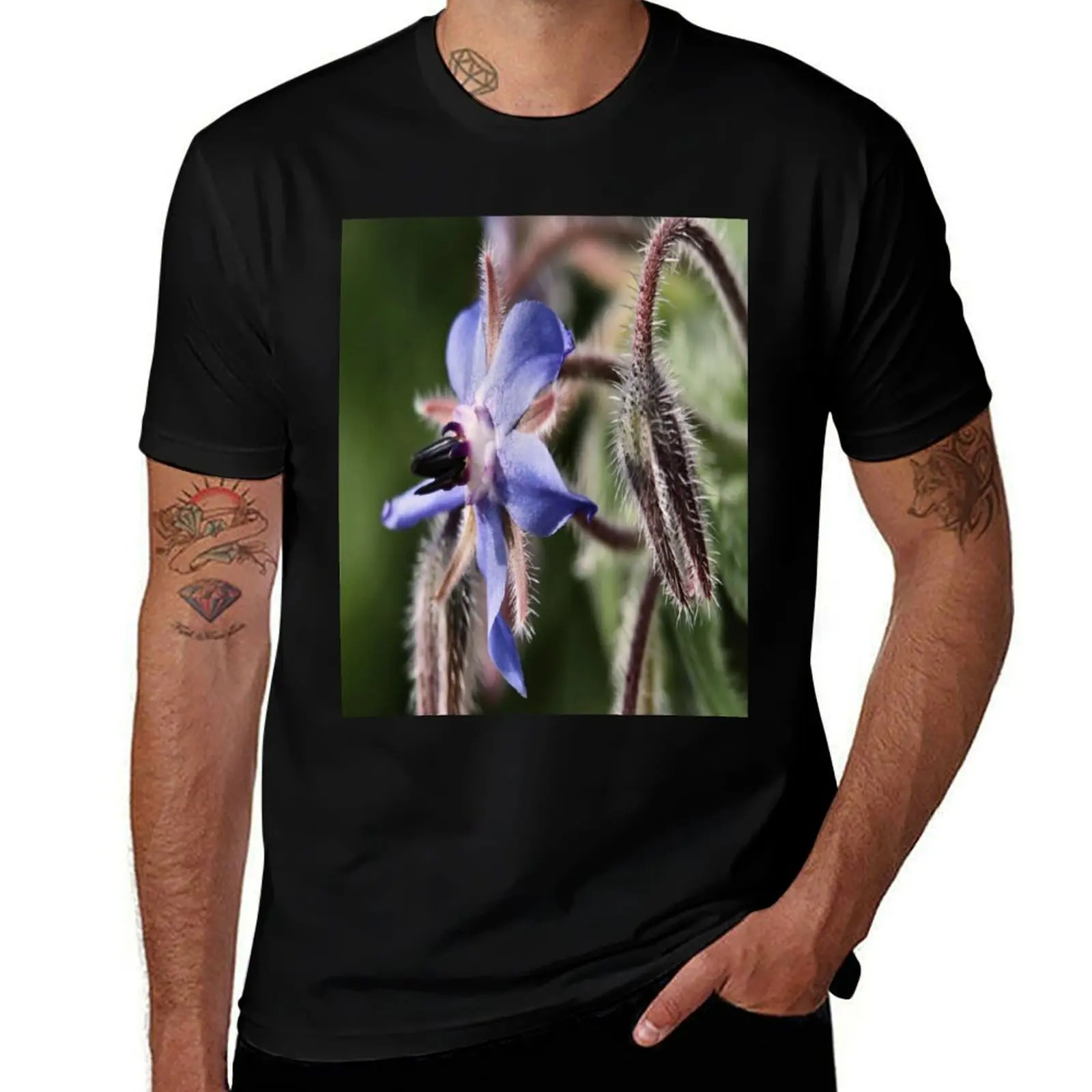 

Spectacular close-up of a Borages of a bloom. T-Shirt topping customs design your own oversizeds luxury clothes men