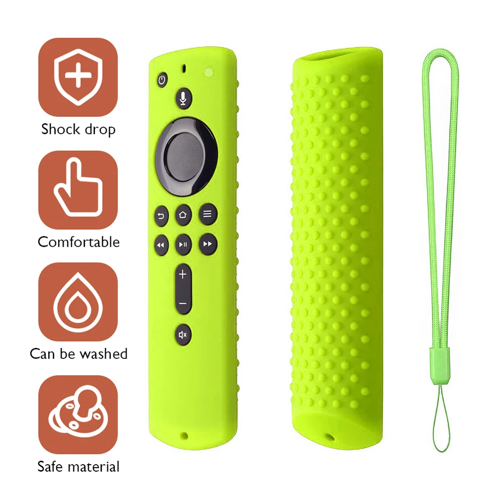 All Inclusive Remote Control Protective Cover with Lanyard Remote Control Protective Case Replacement for Fire TV Stick 4