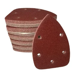 Papel de lija triangular, autoadhesivo, bucle de gancho, hojas de papel de lija, almohadillas de lijado, herramientas abrasivas de pulido, 60-200 granos, 5 agujeros, 1000 piezas