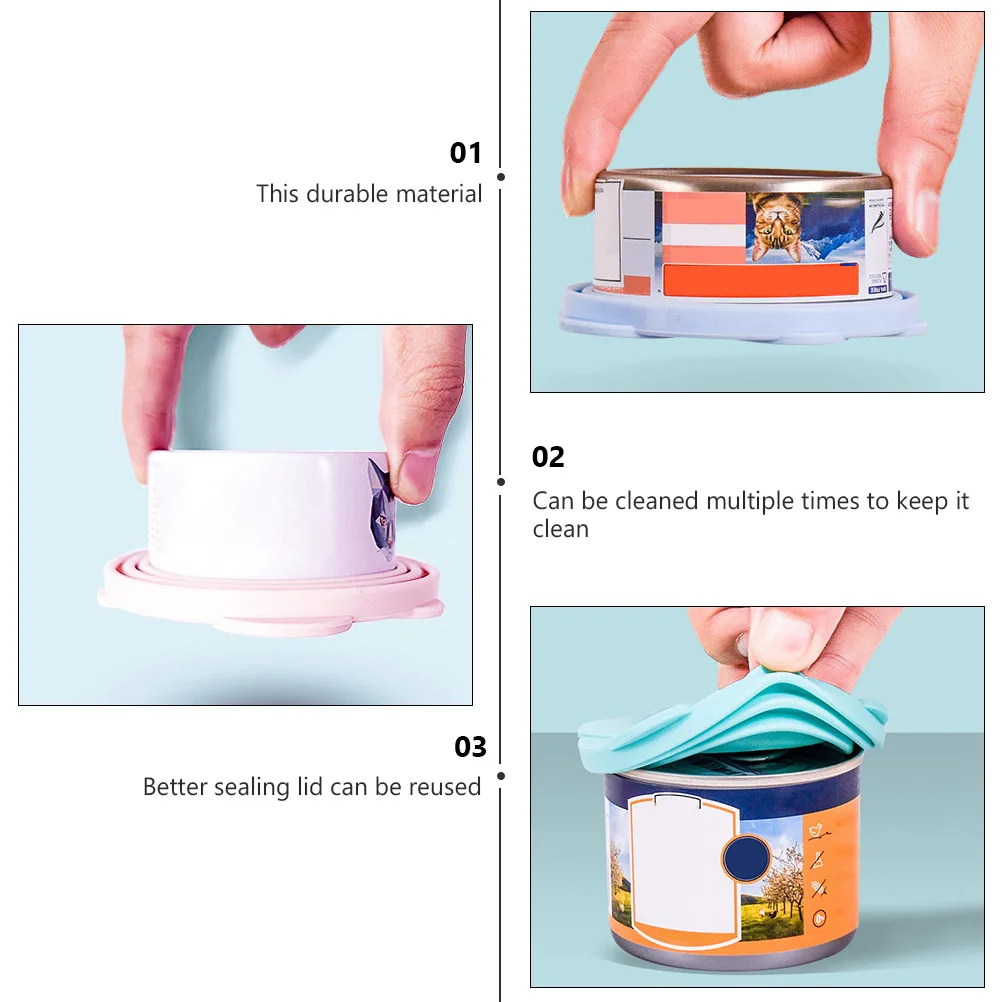 

6 Pcs Pet Can Lid Silicone Cover for Cat Dog Food Lids Tin Sealed Spoon Container Storage Fresh Keeps Safe Practical Use
