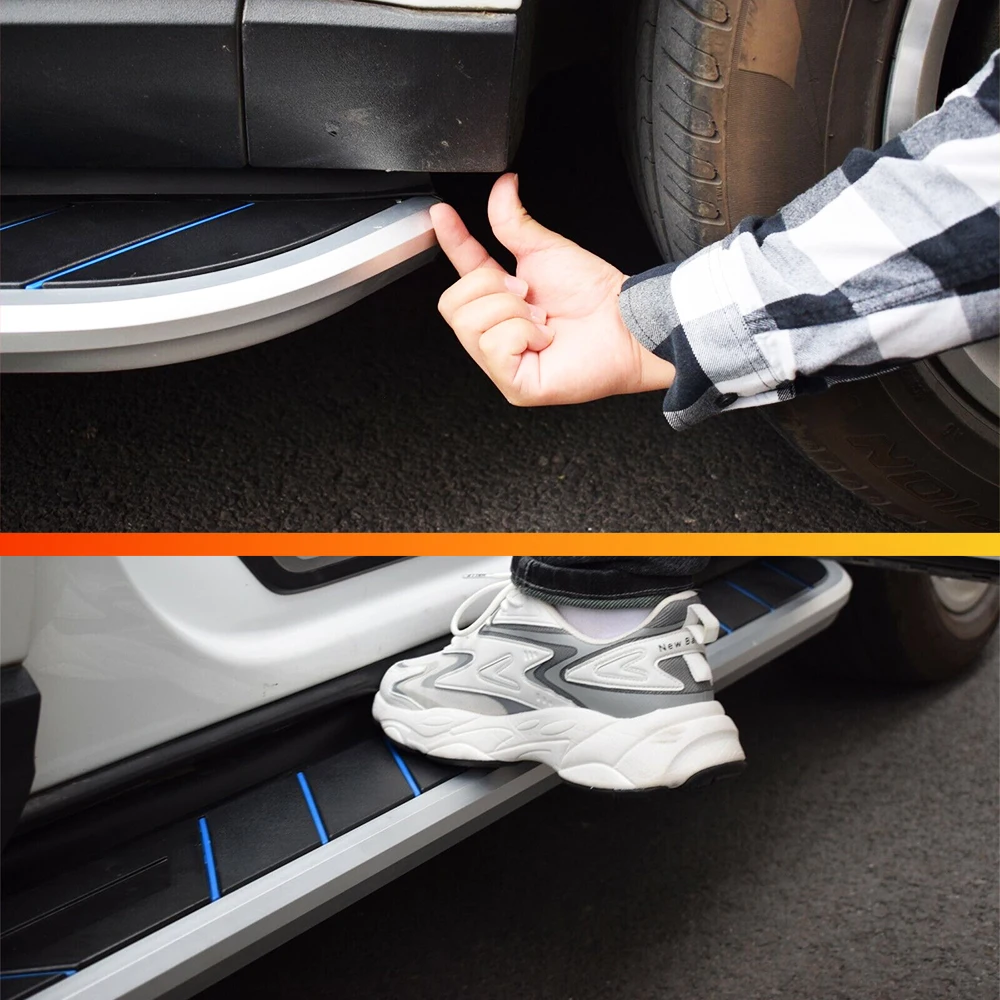 2 قطعة لوحات الجري ل Volkswagen VW ID.4 2020-2025 خطوات جانبية مجموعة كاملة Nerf Bar شريط زخرفي أزرق #5