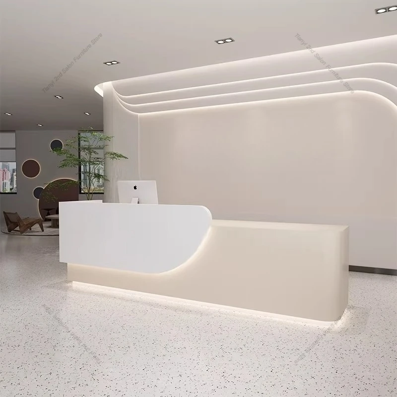 Modern Simple Beauty Salon Cashier Counter Nordic Cream Style Medical Beauty Bar Company Office Furniture balcao recepção FYRD