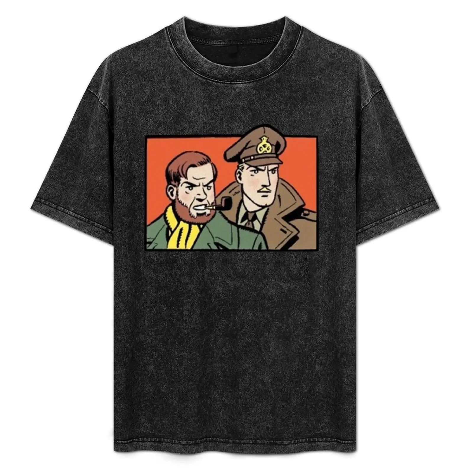 Camiseta con figuras de Blake y Mortimer, camiseta informal de manga corta con diseño sencillo