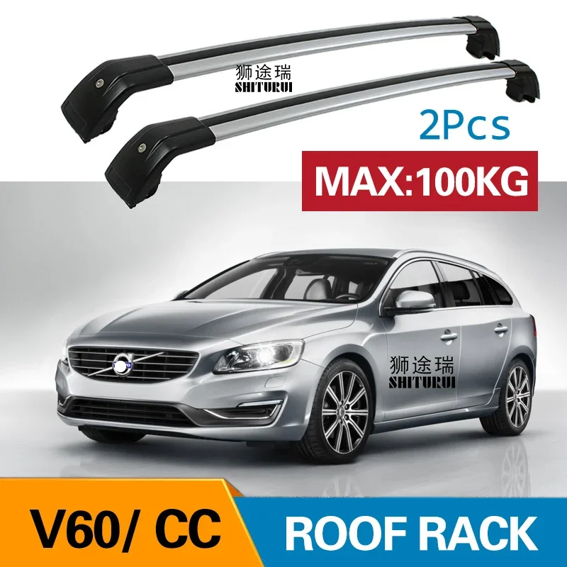 2Pcs Roof bars For Volvo - V60 155, 157 225 2010-2018  CC CROSS COUNTRY Aluminum Alloy Side Bars Cross Rails Roof Rack Luggage