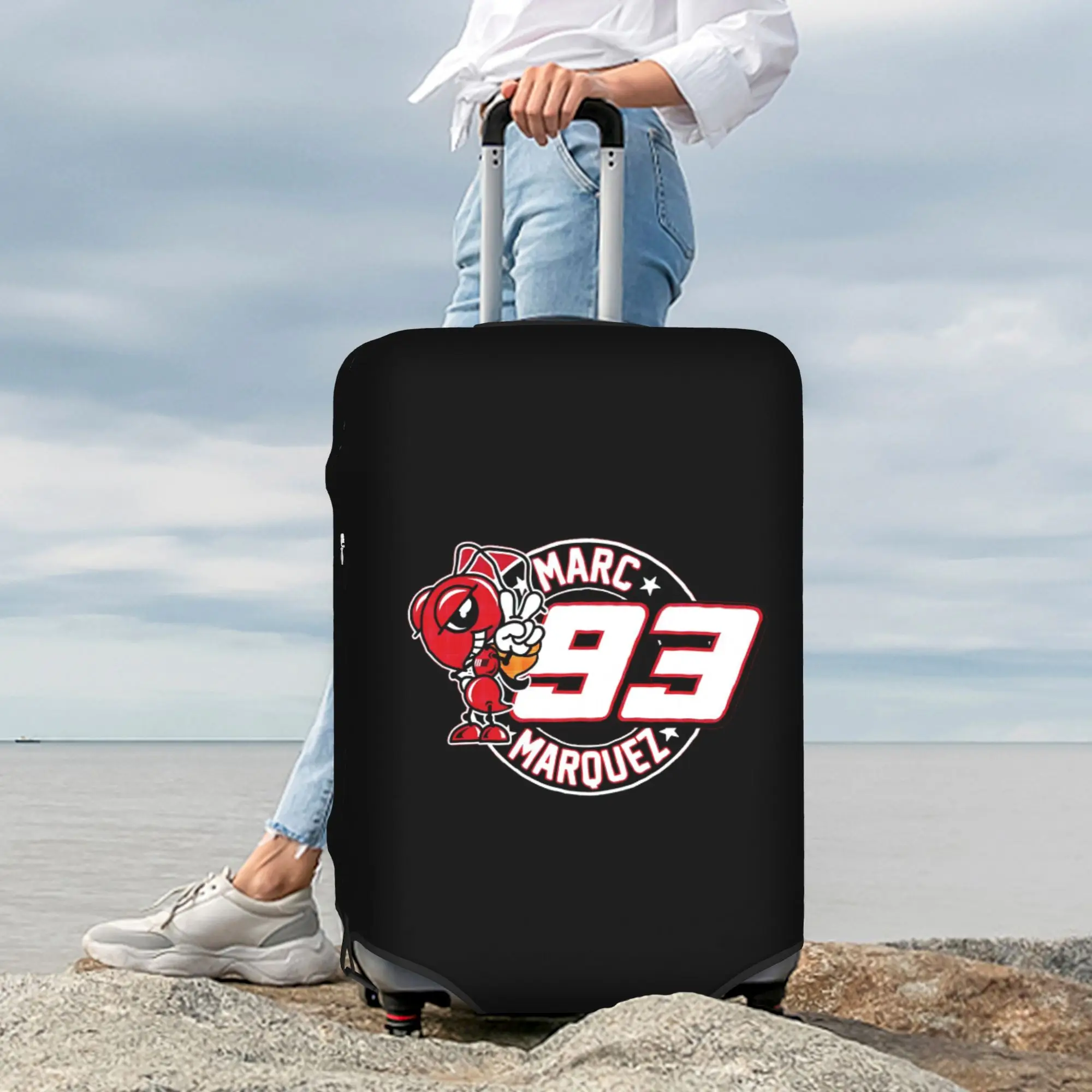 Custom 93 Marquez Luggage Cover Protector Cute Motorcycle Racing Travel Suitcase Covers for 18-32 Inch