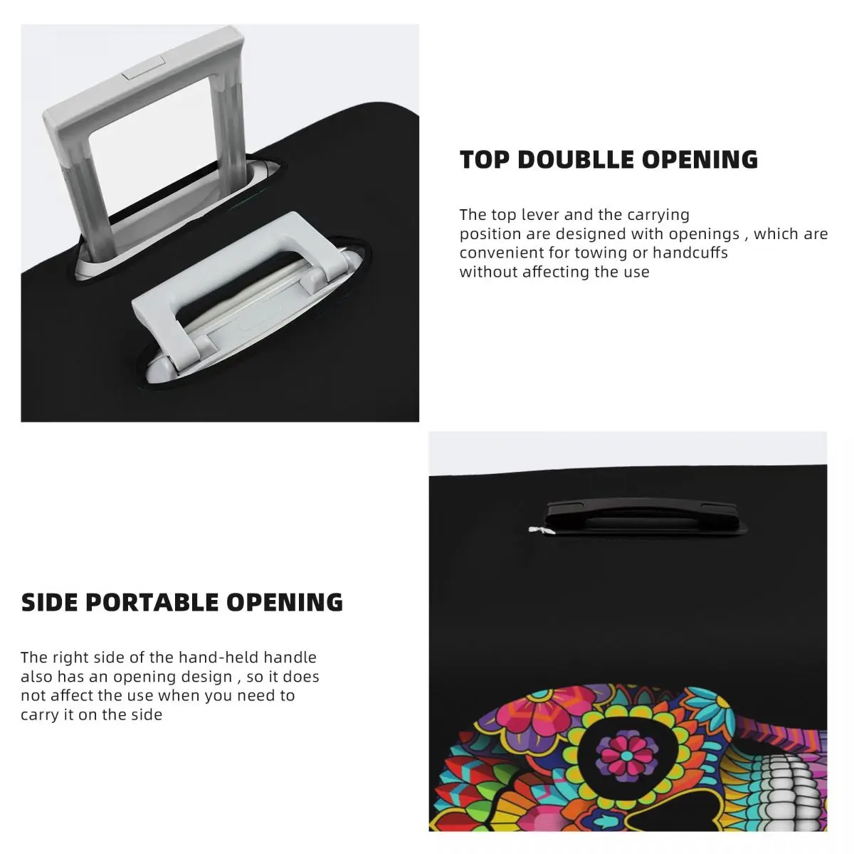 Полноцветный чехол для чемодана с сахарным черепом, защитные эластичные защитные чехлы для багажа для 18-32 дюймов