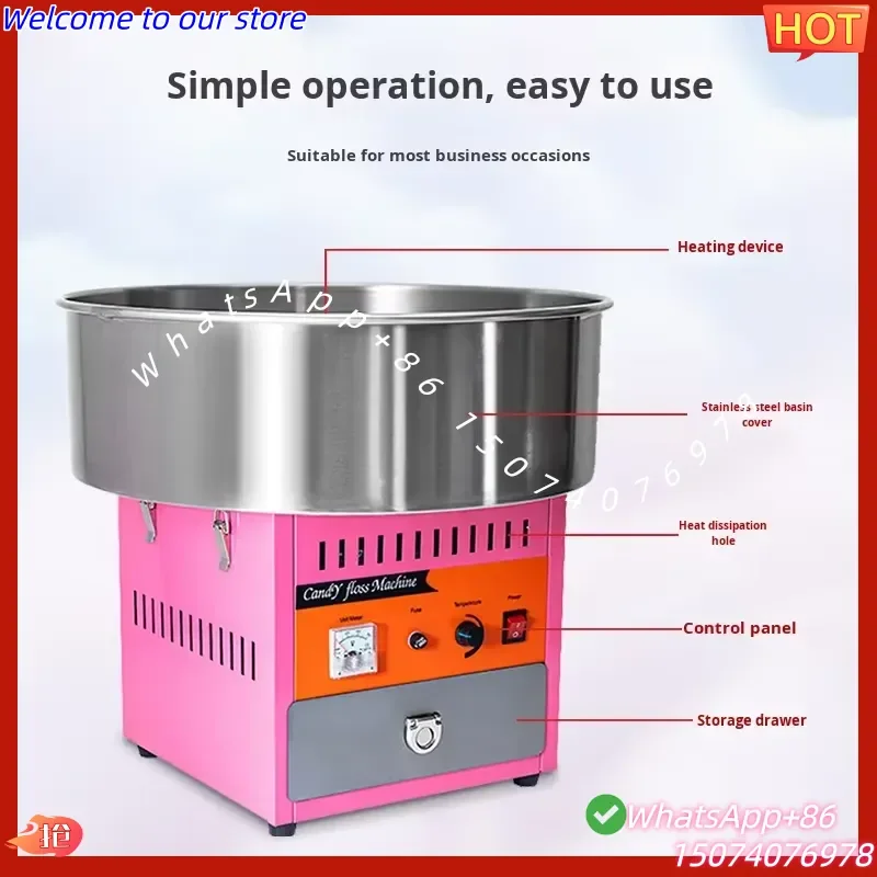 2026 Blue Tank Commercial Fully Automatic Electric Cotton Candy Machine with High Productivity 5-10L/H Capacity Fancy Design