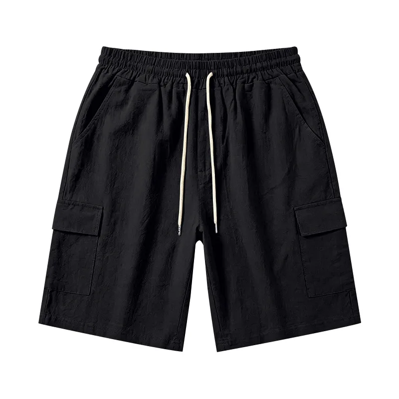 Amerikanische Multi-Pocket-Overalls für Herren, Outdoor-Sport und Freizeit, lockere, einfarbige Leinen-Overalls, Fünf-Punkt-Shorts – Detail 14