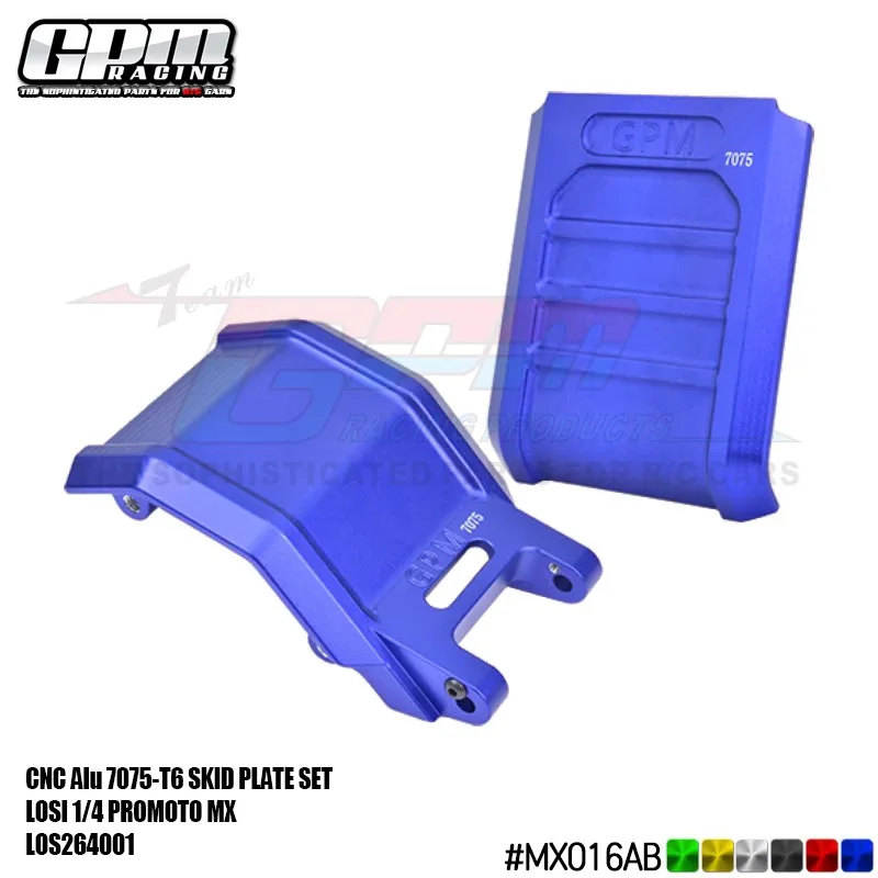 GPM-CNC Alumínio Skid Plates Set, 7075, LOS264001 para LOSI 1/4, Promoto-MX Motocicleta