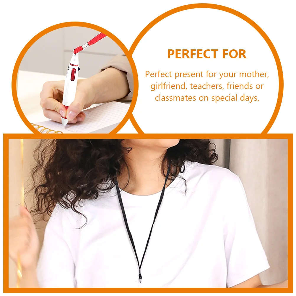 

5pcs 4-Color Retractable Ballpoint Pens With Lanyard Multi-Color Writing Pens For Office School Travel Journal Stationery Gifts